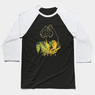 Yellow Lily Line Art Turned Tiger Head Baseball T-Shirt